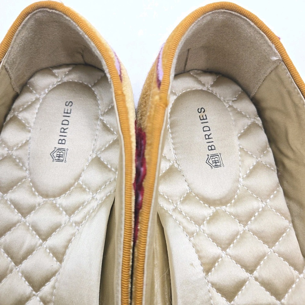 Birdies The Starling Shoes Size 10 Ocher Yellow Embroidered Velvet Flowers Flats - Picture 8 of 12